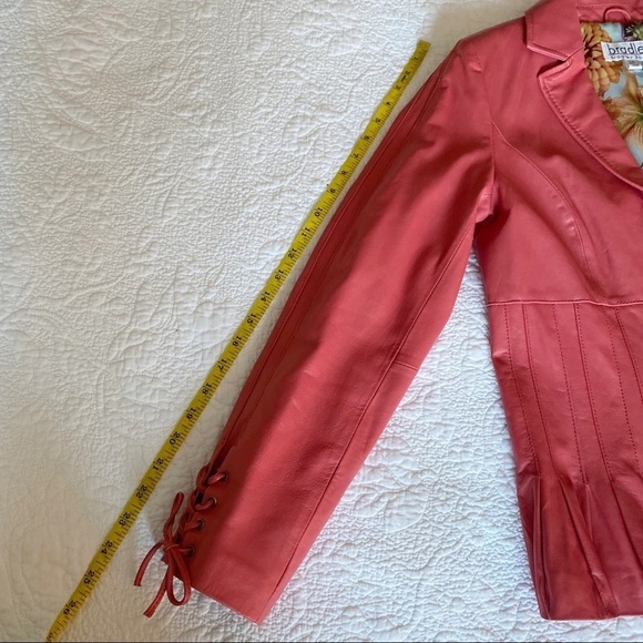 Bradley Bayou 100% Leather Peplum Ruffle Zip Front Jacket - XXS - Picture 13 of 15